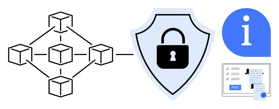 Blockchain Network Integration for Enhanced Cybersecurity and Information T.. 스톡 일러스트