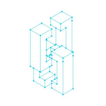 Blockchain network isolated. Cyber concept matrix. Block chain vector illustr 스톡 일러스트