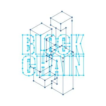 Blockchain network isolated. Cyber concept matrix. Block chain vector illustr Illustrazione stock
