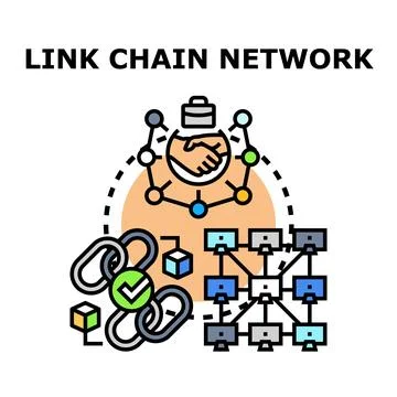 Blockchain network linking agreement data integrity concept Stock Illustration