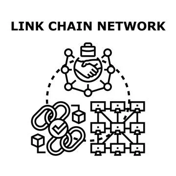 Blockchain network linking agreement data integrity concept イラスト素材