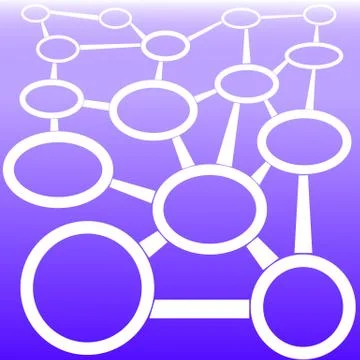 Blockchain network scheme. Nodes connected into chain. Distributed cloud Stock Illustration