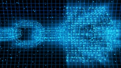 Blockchain Network Security Concept Binary Particle Side View Stock Footage 118196911