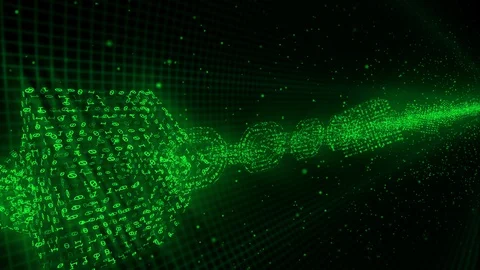 Blockchain Network Security Concept Binary Particle Wide Angle Shot Stock Footage 118197061