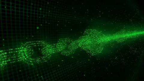 Blockchain Network Security Concept Binary Particle Wide Angle Shot Stock Illustration