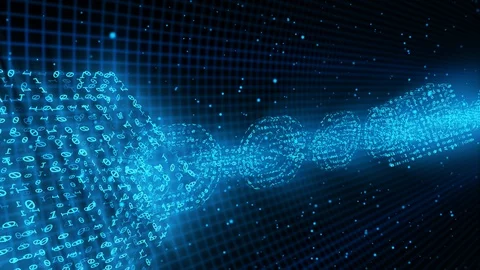 Blockchain Network Security Concept Crypto Binary Particle Closeup Stock-Footage 118197259