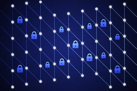 Blockchain Network Security with Encrypted Data Protection and Distributed .. Illustrazione stock