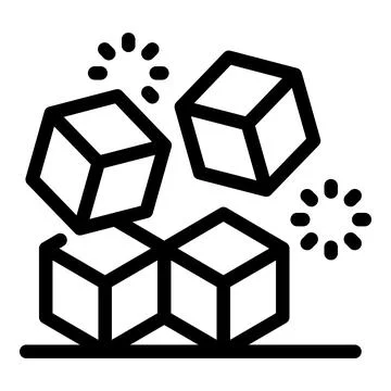 Blockchain network showing cubes falling down Stock Illustration