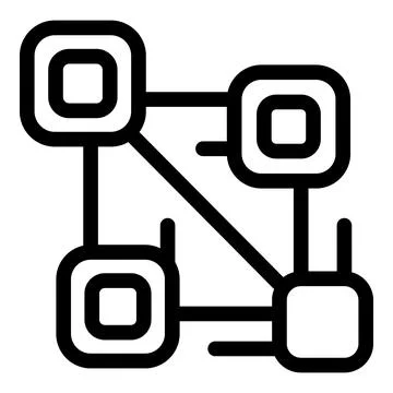Blockchain network showing four connected blocks exchanging data Stock Illustration