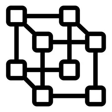 Blockchain network showing interconnected blocks icon Illustrazione stock