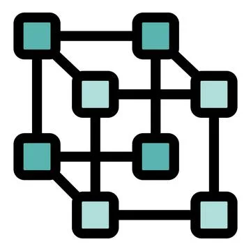 Blockchain network structure with connected nodes Stock Illustration