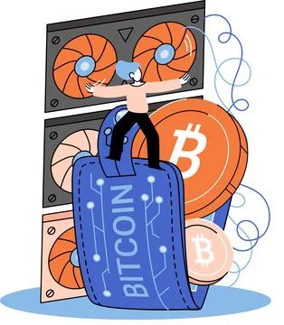 Blockchain network technology, Bitcoin and cryptocurrency concept. Virtual Illustrazione stock