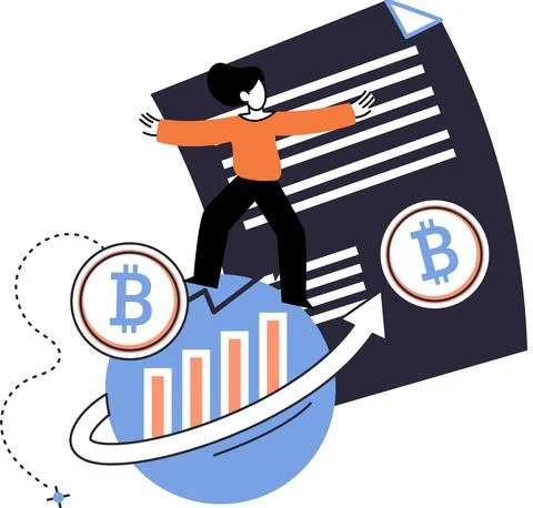 Blockchain network technology, ICO and cryptocurrency concept. Virtual Illustrazione stock