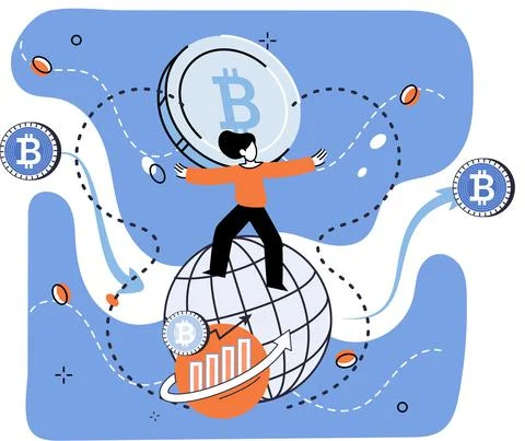 Blockchain network technology, ICO and cryptocurrency concept. Virtual Illustrazione stock