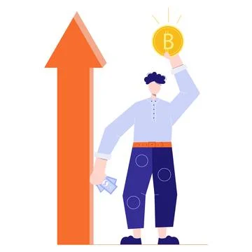 Blockchain network technology, ICO and cryptocurrency concept. Successful Stock Illustration