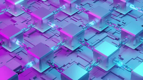 Blockchain Network Visualization with Rotating Camera Focus on Central Node Stock Footage 310059715