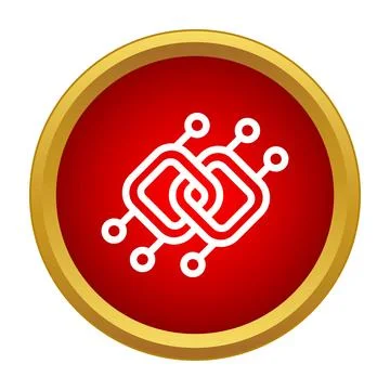 Blockchain networking technology concept icon on red background 스톡 일러스트