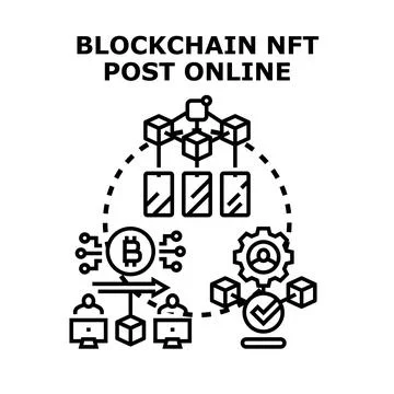 Blockchain nft post online publishing strategy Stock Illustration