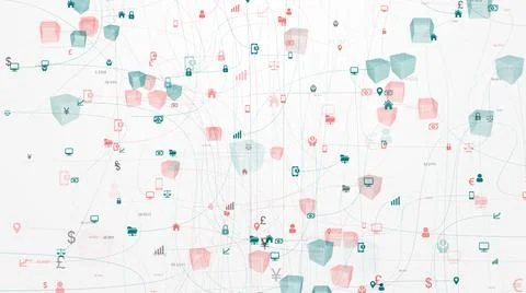 Blockchain node connection for DeFi, Decentralized Finance - 3D Illustration  Illustrazione stock