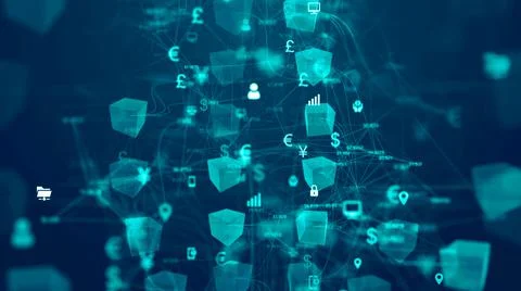 Blockchain node connection for DeFi, Decentralized Finance - 3D Illustration  Illustrazione stock