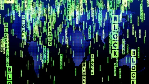 Blockchain or block chain. Illustration Stock Footage 80528016