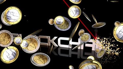 Blockchain or Block chain technology. Coins, money Stock Footage 288971924