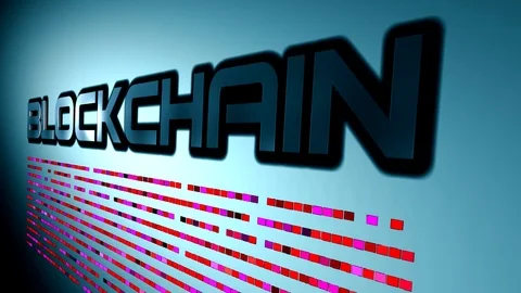 Blockchain or block chain as word on wall Stock Footage 81013415
