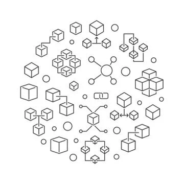 Blockchain or cryptocurrency vector illustration in circle shape イラスト素材