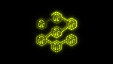 Blockchain Outline Icon in HD Video Neon Animation Stock-Footage 304552125