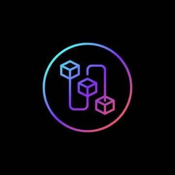 Blockchain outline vector colored round icon - Block Chain in circle sign イラスト素材