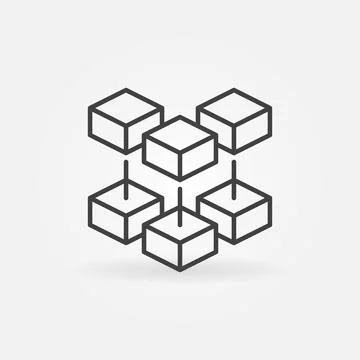 Blockchain outline vector concept minimal icon - Block Chain Technology sign Stock Illustration