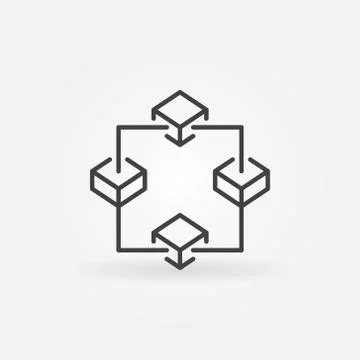Blockchain outline vector icon. Block chain technology symbol 库存插图