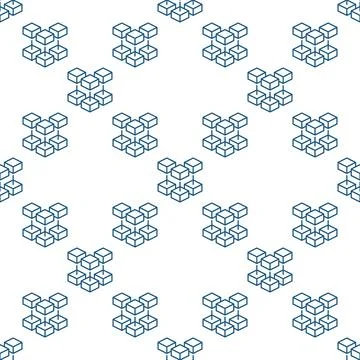 Blockchain outline vector minimal seamless pattern - Block Chain Technology.. Illustrazione stock