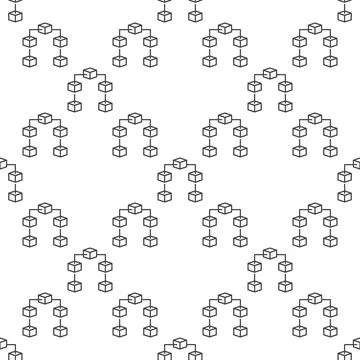 Blockchain outline vector minimal seamless pattern. Block Chain background Stock Illustration