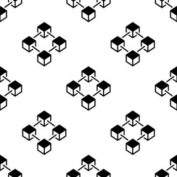 Blockchain pattern - vector block chain cubes background Stock Illustration