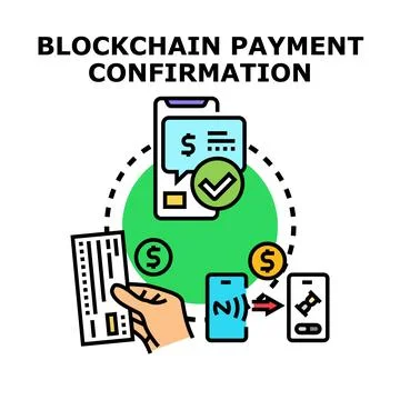 Blockchain payment confirmation concept digital transaction secure Stock Illustration