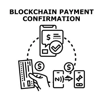 Blockchain payment confirmation concept digital transaction secure Stock Illustration