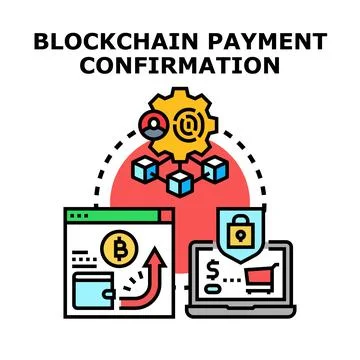 Blockchain payment confirmation process with secure online transaction Stock Illustration