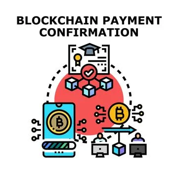 Blockchain payment confirming digital currency transaction Stock Illustration