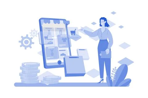 Blockchain Platform for E-commerce Illustration concept on white background Stock Illustration