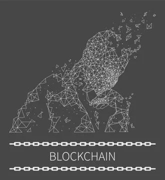 Blockchain Poster Text with Human Thinking Vector Stock Illustration
