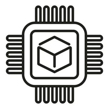 Blockchain processor icon outline vector. Block chain Stock Illustration
