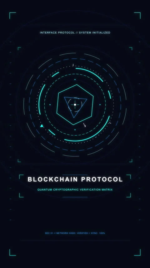 Blockchain protocol hud technology cyber security digital network data Stock Footage 347556138