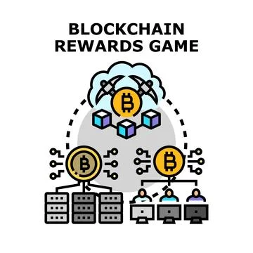 Blockchain rewards game concept for digital economy Stock Illustration