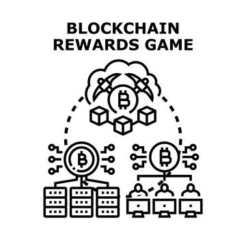 Blockchain rewards game concept for digital economy Stock Illustration