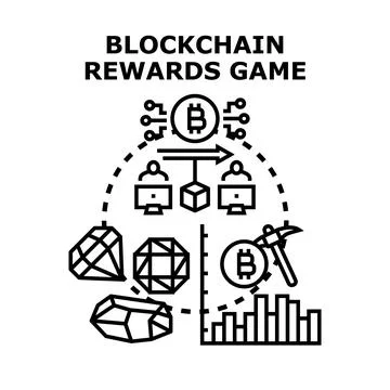 Blockchain rewards game concept earning digital assets Stock Illustration