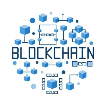 Blockchain round concept blue vector illustration Stock Illustration