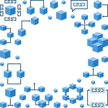 Blockchain round frame. Vector modern background Stock Illustration