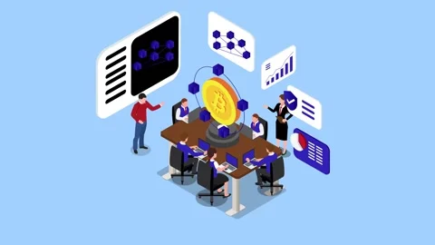 Blockchain Security and Cryptocurrency Analytics Team Presentation with Bit.. Stockbeeldmateriaal 337943147