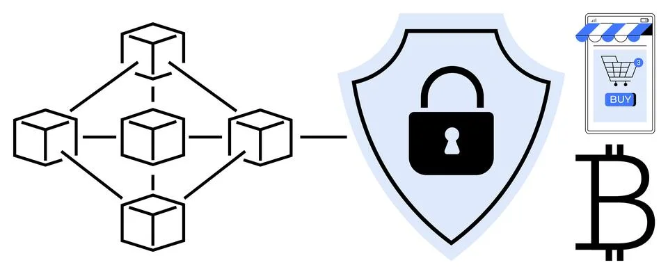 Blockchain Security for E-commerce and Cryptocurrency Transactions Stock Illustration